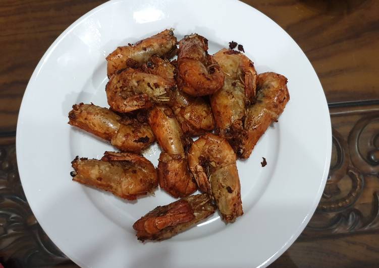 Resep Udang galah goreng bawang putih simple, Menggugah Selera