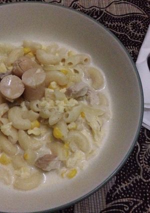 Foto resep Macaroni milk soup (sup makaroni susu) dimasak pakai rice cooker
