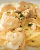 Espaguetis con salmón fresco