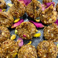A picture of Dates and nuts Modak.