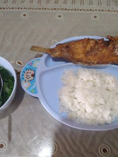 Foto resep Ikan Kerapu Goreng + Sayur Bayam Bening (MPASI)