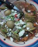 Lentejas con  polvo de camarones secos y Camarón, verduras, nopales y queso fresco mamá Chole