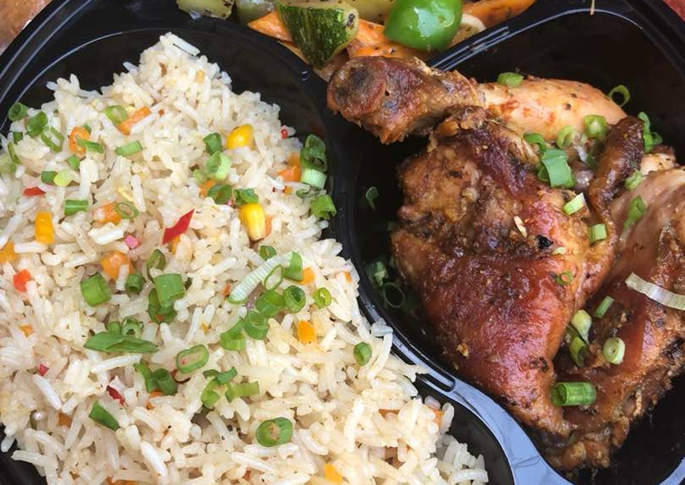 Chinese fried rice and grilled chicken