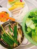 Cá nục hấp hành cuốn bánh tráng