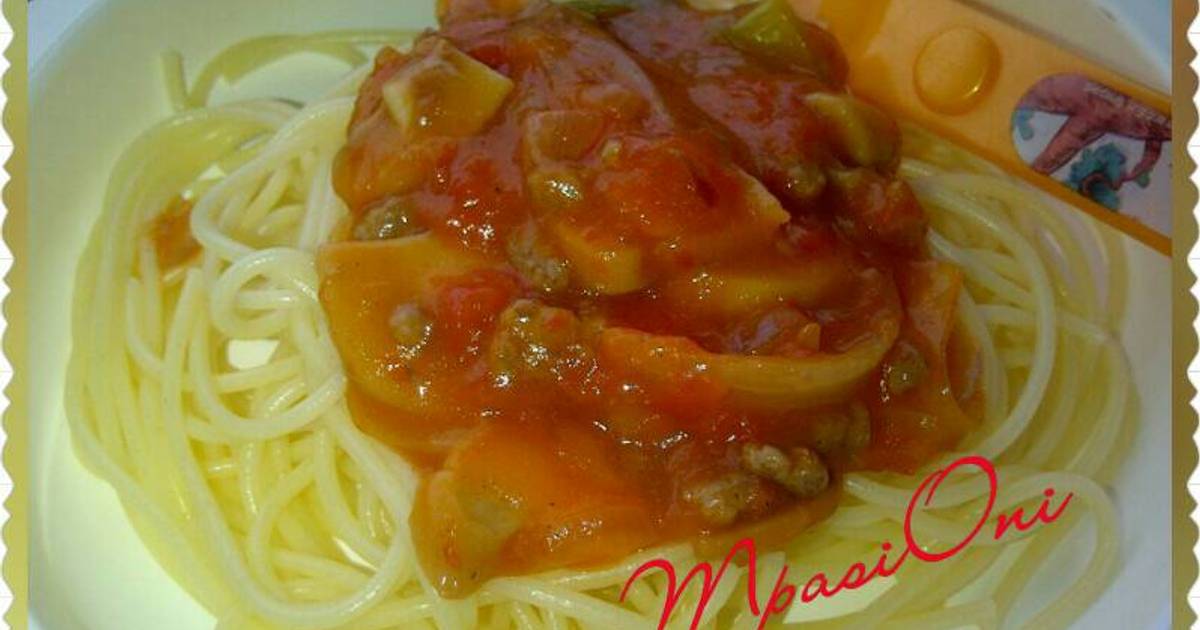 Resep Mpasi 1 tahun Spaghetti Bolognese With Mushroom Sauce oleh