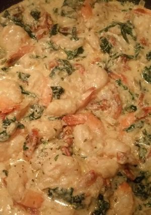A picture of Tuscan Shrimp in creamy garlic sauce.