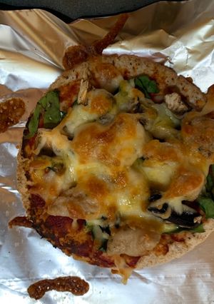 A picture of Breakfast Pita Pizza.