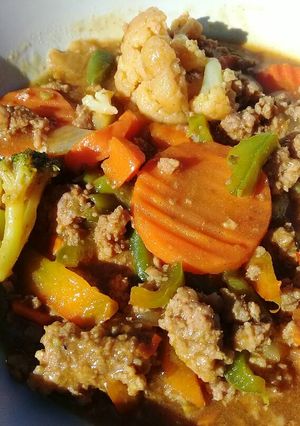 A picture of Mince meat with pasta sauce.