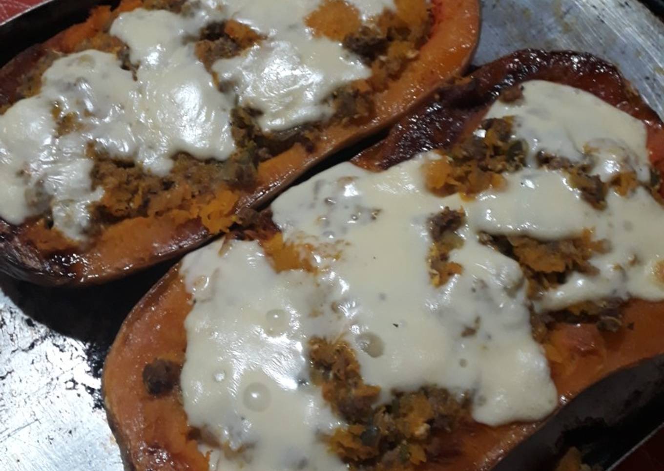 Calabaza rellena con carne picada 😋