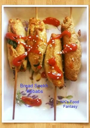 A picture of Bread Seekh kebabs.