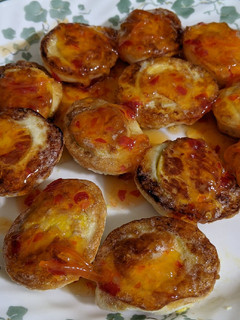 A picture of Khai Luk Koei (fried hard boiled eggs).