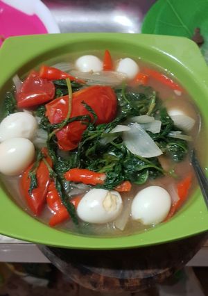 Foto resep Kangkung terasi telor puyuh