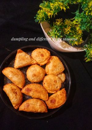 A picture of Dumpling and different shape samosa.
