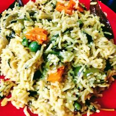 Pulao with methi leaves and Mix Vegs A picture of Pulao with methi leaves and Mix Vegs.