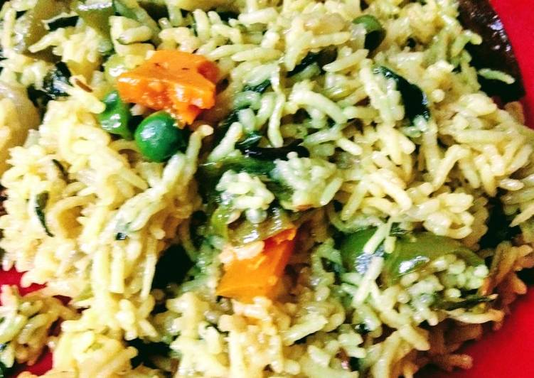 Pulao with methi leaves and Mix Vegs