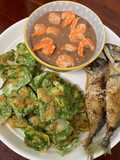 Nam Prik Kapi with Cha-Om Omelet and Fried Mackerel