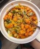 紅扁豆燉青椒佐紅蘿蔔玉米起司醬+飯（電鍋）