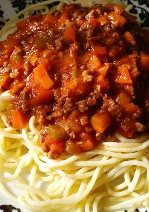 Una foto de Espaguetis con salsa de carne