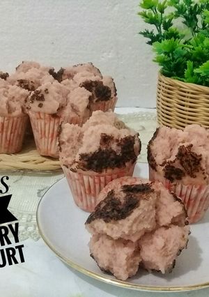 Foto resep Bolu Kukus Mekar Bluebery Youghurt (chimory bluebery youghurt)