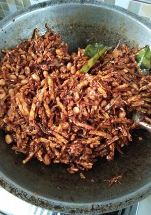 Foto resep Tempe asam manis pedas teri + kacang