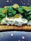 Bruschetta di pane di segala tostato, con burrata, cime di rapa e bottarga