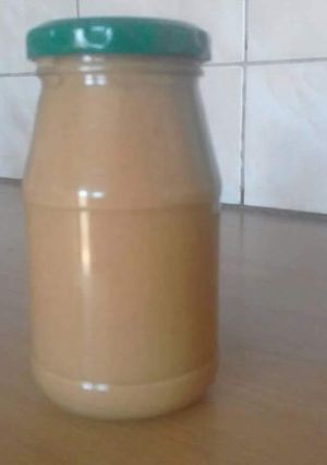 A picture of Home made pea but butter.