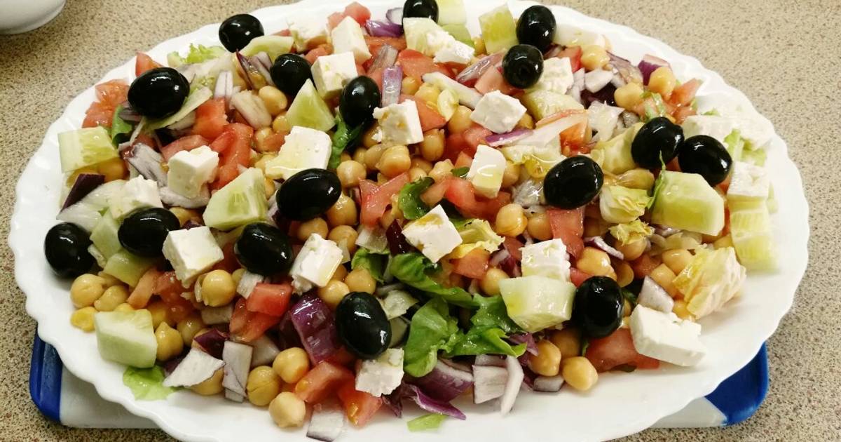 Ensalada griega de garbanzos Receta de toniru Cookpad