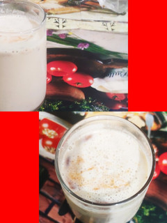 A picture of Mixed fruits,dates and almonds milk shake.