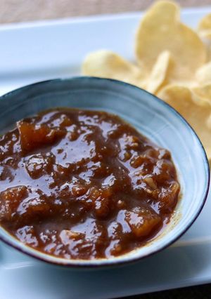 A picture of Mango and banana peel chutney- slow cook 🥭 🍌 🌶.