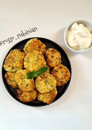 A picture of Greek-Style Zucchini Fritters.