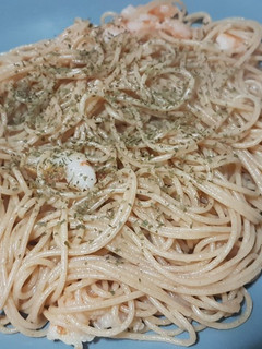 Una foto de Spaghetti con gambas