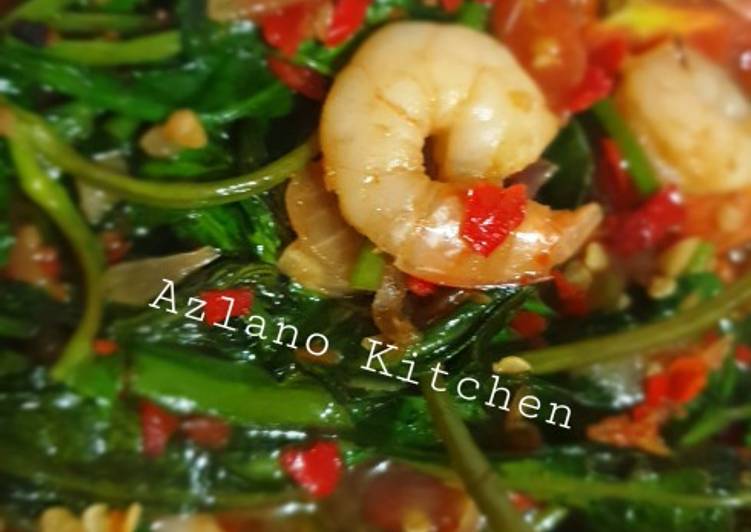 Bumbu Cah kangkung udang | Langkah Membuat Cah kangkung udang Yang Paling Enak