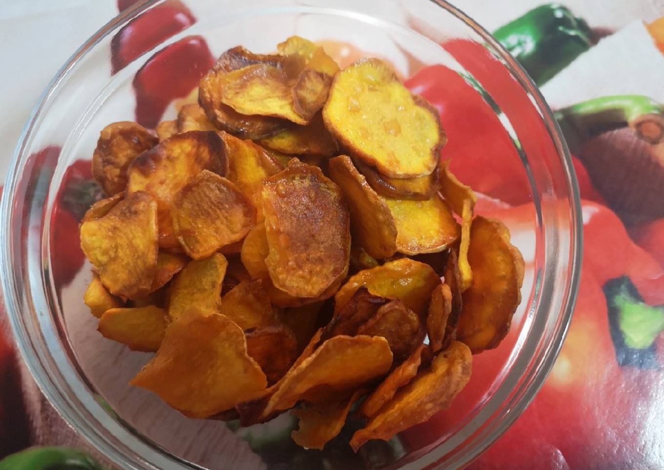 Camotes fritos tipo chips