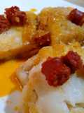 Bacalao con chorizo a la salsa virgen