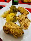 Pollo crispy al horno con papas cocidas 🥘