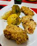 Pollo crispy al horno con papas cocidas 🥘