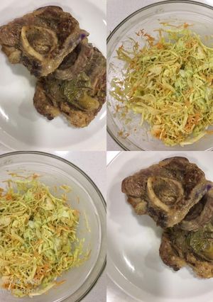 Una foto de Osobuco con ensalada de repollo