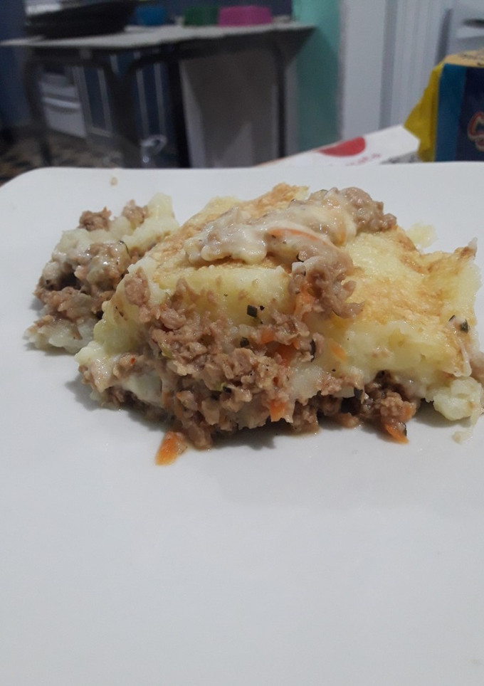 Una foto de Pastel de papas de carne vegetal