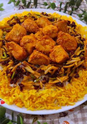 عکسی از دستور نثار پلو با مرغ 😋