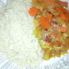 Couscous with vegetable sauce A picture of Couscous with vegetable sauce.