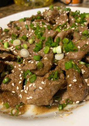 A picture of Korean BBQ (Bulgogi).