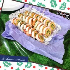 A picture of Colorful pinwheel sandwiches.