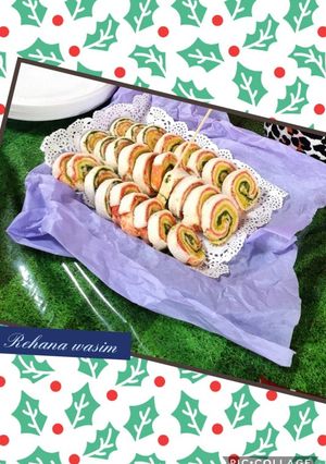 A picture of Colorful pinwheel sandwiches.