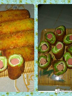 Foto resep Risol roti tawar pandan sosis keju