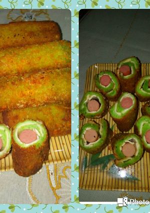 Foto resep Risol roti tawar pandan sosis keju