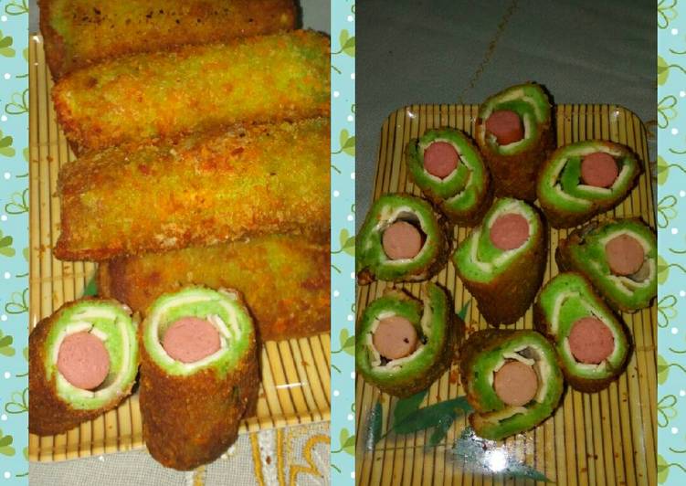 Risol roti tawar pandan sosis keju
