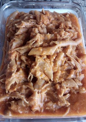 Una foto de Macarrones integrales con atún y champiñones (en Thermomix)