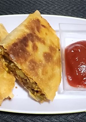 A picture of Seekh kabab paratha.