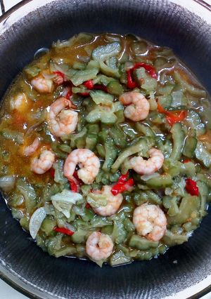 Foto resep Tumis pare udang pedas