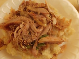 Chicken fajitas with mashed potatoes